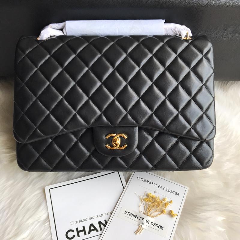 Chanel 2.55 Classic A58601 sheepskin gold buckle black